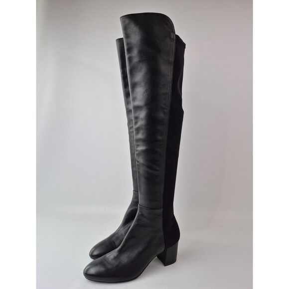 Stuart Weitzman Women's Black Stretch Leather Over-The-Knee Boots SG153 Size 6.5 - Picture 2 of 7
